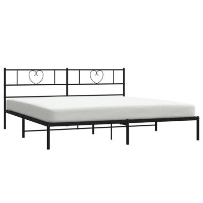 Bedframe met hoofdbord metaal zwart 200x200 cm