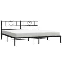 Bedframe met hoofdbord metaal zwart 200x200 cm - thumbnail