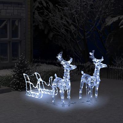 Kerstversiering rendieren en slee 160 LED's 130 cm acryl Kerstversiering rendieren en slee 160 LED's 130 cm acryl