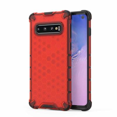 Honingraat schokbestendig PC + TPU Case voor Galaxy S10 (rood)