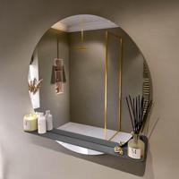 MONDIAZ SPOT spiegel rond 100cm met Spiegelplanchet kleur Dark Grey. - thumbnail