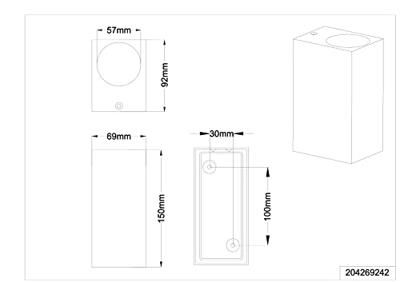 Trio Vierkante up-down lighterRoya Wit - 204269231