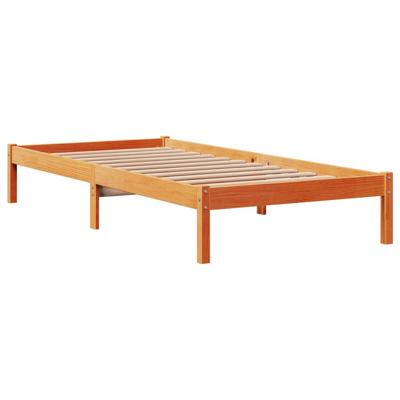 Bedframe met hoofdbord massief grenenhout wasbruin 75x190 cm