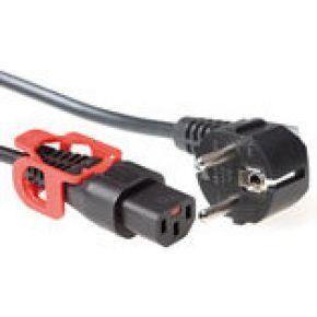 ACT AK5150 230V Stroomkabel Schuko CEE7/7 Male (Haaks)/C13 IEC Lock+ Zwart - 1 meter