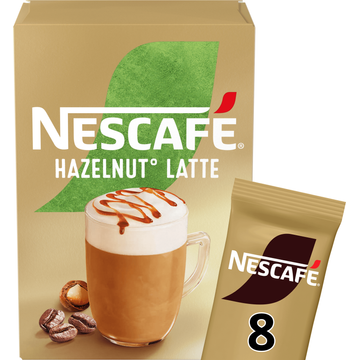 Nescafe Hazelnootsmaak Latte 8 x 17 g bij Jumbo Nescafe Hazelnootsmaak Latte 8 x 17 g bij Jumbo