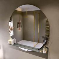 MONDIAZ SPOT spiegel rond 120cm met Spiegelplanchet kleur Smoke. - thumbnail