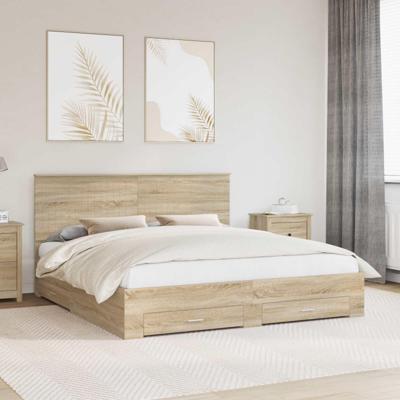 Bedframe met hoofdeinde Sonoma Eiken 180 x 200 cm Bewerkt hout