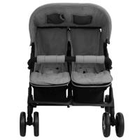 VidaXL Tweelingkinderwagen staal lichtgrijs - thumbnail