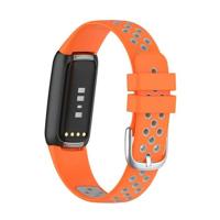 Fitbit Luxe - Siliconen sportbandje - Maat: Large - Oranje + grijs - thumbnail