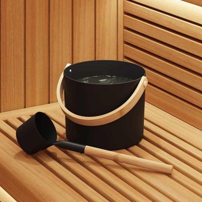 Sauna Emmer Set 2 pcs Zwart 8.5 x 8 x 4.5 cm Aluminium
