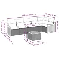 7-delige Loungeset met kussens poly rattan zwart - thumbnail
