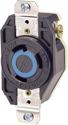 Leviton 2620 30 Amp, 250 Volt, Flush Mounting Locking Receptacle, Industrial Grade, Grounding, V-0-MAX, Black by Leviton