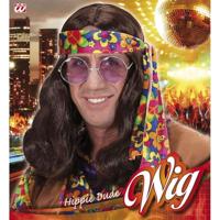 Pruik Hippie bruin Lennon - thumbnail