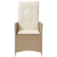 Tuinstoelen 2 st verstelbaar met kussens poly rattan beige - thumbnail