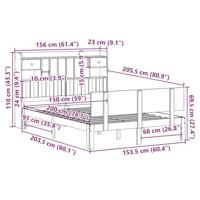 Bed met boekenkast zonder matras grenenhout wit 150x200 cm - thumbnail