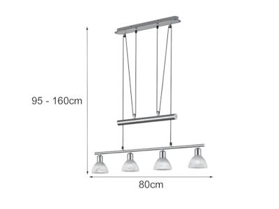 Trio Design hanglampLevisto 4-lichts nikkel - 371010407