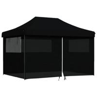 Partytent inklapbaar pop-up met 4 zijwanden zwart - thumbnail