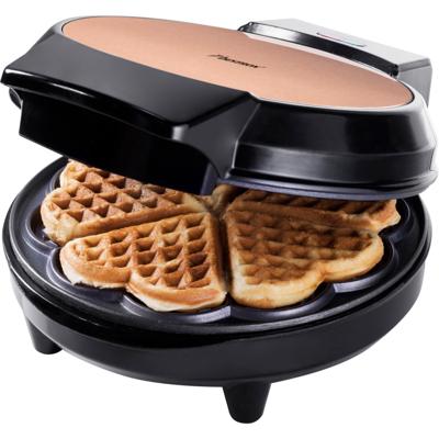 Bestron AWM700CO Wafelijzer Hartjes 700W Koper/Zwart