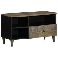 Tv-meubel 80x33x46 cm massief mangohout zwart - thumbnail
