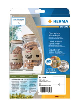 Etiket HERMA 10756 105x148 mm silphie bruin 80 stuks