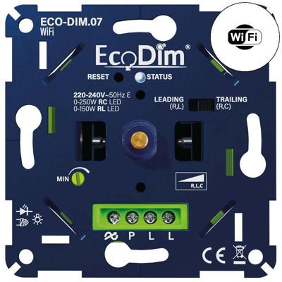 LED EcoDim Inbouwdimmer Wifi - Universeel - 250 Watt - Druk/Draai LED EcoDim Inbouwdimmer Wifi - Universeel - 250 Watt - Druk/Draai
