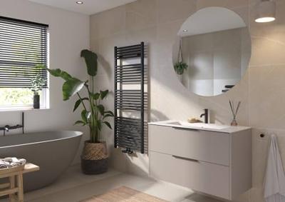 Saqu Fonti handdoekradiator 858W 60x150,6cm mat zwart