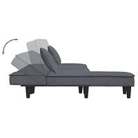 Slaapbank L-vormig 255x140x70 cm fluweel donkergrijs - thumbnail