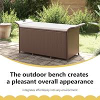 Tuinbank met kussen 116x46x57 cm poly rattan bruin - thumbnail