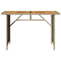 Tuintafel met houten blad 110x68x70 cm poly rattan beige - thumbnail