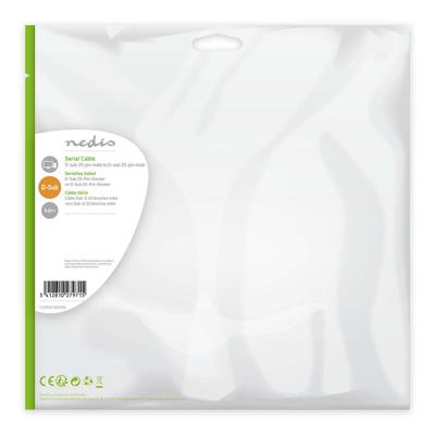 Nedis Seriële Kabel | D-SUB 25-Pins Male | D-SUB 25-Pins Male | Vernikkeld | Rond | PVC | Ivoor | Polybag 5.00 m 5.00 m