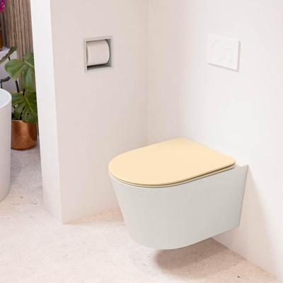 MONDIAZ LAVIE hangend toilet single fire rimless diepspoel Linen, Toiletzitting met quick-release & softclose Sand