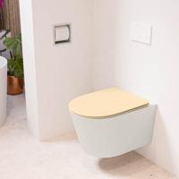 MONDIAZ LAVIE hangend toilet single fire rimless diepspoel Linen, Toiletzitting met quick-release & softclose Sand - thumbnail