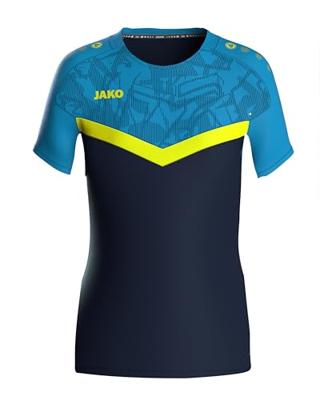 JAKO 6124D T-Shirt Iconic Dames - Marine Jako-Blauw/Fluogeel - 36