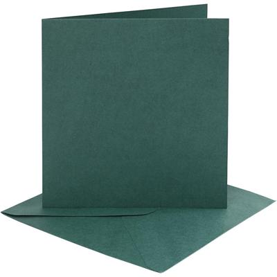 Creativ Company Kaarten en enveloppen, afmeting kaart 15,2x15,2 cm, afmeting envelop 16x16 cm, 230 gr, donkergroen, 4 set/ 1 doos