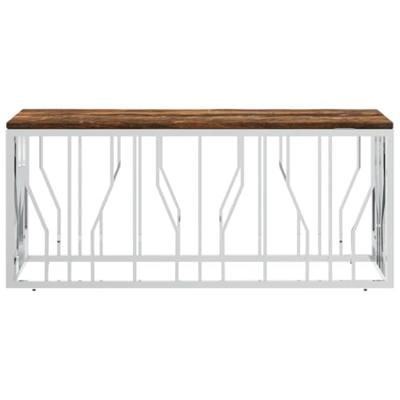 Salontafel roestvrij staal en massief hergebruikt hout