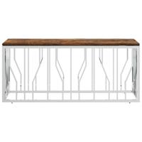 Salontafel roestvrij staal en massief hergebruikt hout - thumbnail