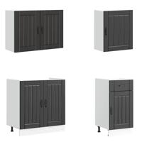 7-delige Keukenkastenset Lucca bewerkt hout zwart - thumbnail