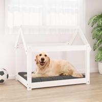 VidaXL Hondenbed 81x60x70 cm massief grenenhout wit - thumbnail