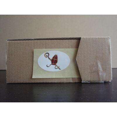 Etiket Sint/mijter wit/goud/rood ov38x24