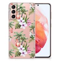 Samsung Galaxy S21 | TPU Hoesje | Flamingo Palms - thumbnail