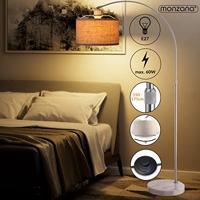 Booglamp - Stoffen Kap - Marmeren Voet - 150-175 cm- Beige - thumbnail