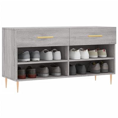 VidaXL Schoenenbank 102x35x55 cm bewerkt hout grijs sonoma eikenkleur VidaXL Schoenenbank 102x35x55 cm bewerkt hout grijs sonoma eikenkleur