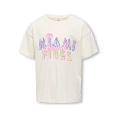 Kids ONLY zomer t-shirt S/S meisjes - loose fit, print - off wit - Kogruth