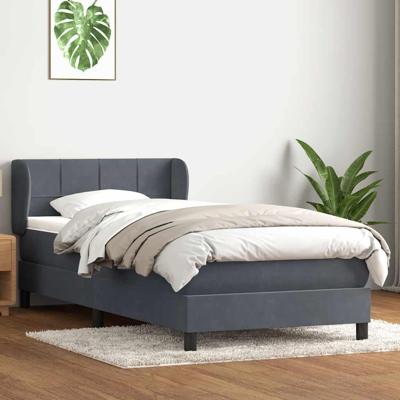 Boxspring met matras fluweel donkergrijs 90x210 cm