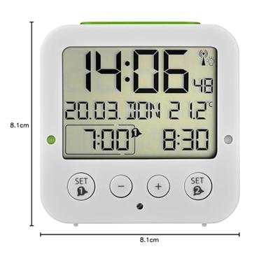 TFA Dostmann 60.2528.02 Wekker Zendergestuurd Wit, Groen Alarmtijden 2 - thumbnail