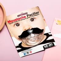 Bitten Fopspeen met snor - Zwart (Borstelig) - thumbnail