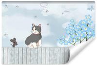 Fotobehang - Kat op schutting, Kinderkamer, premium print, inclusief behanglijm - thumbnail