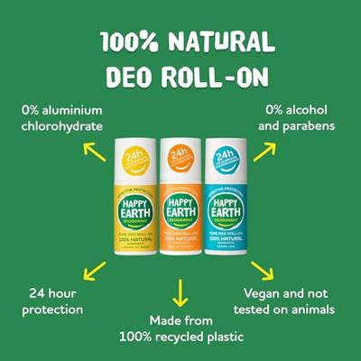 Happy Earth 100% Natural Deo Roll-On Lemon Sandalwood - thumbnail