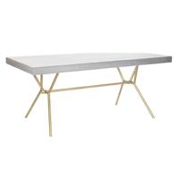 Eettafel DKD Home Decor Grijs Gouden Wit Blik Mangohout (180 x 90 x 76 cm) - thumbnail