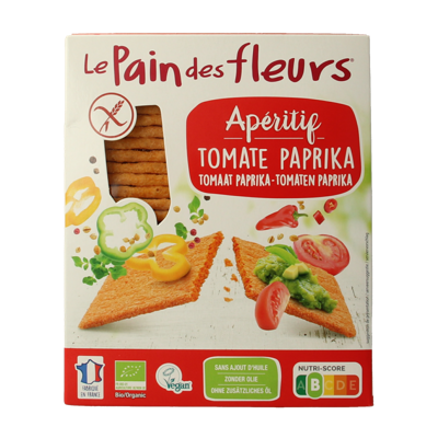 Pain Des Fleurs Aperitif crackers tomaat/paprika bio 150 Gram